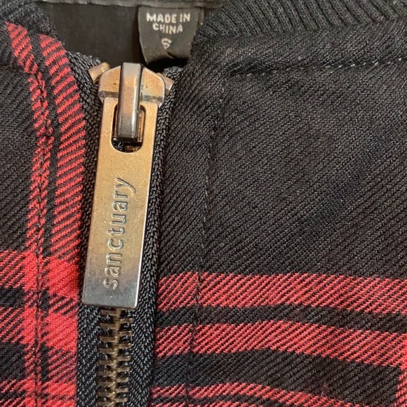 Sanctuary Dylan Red Plaid Bomber Jacket Size Small - Picture 9 of 16